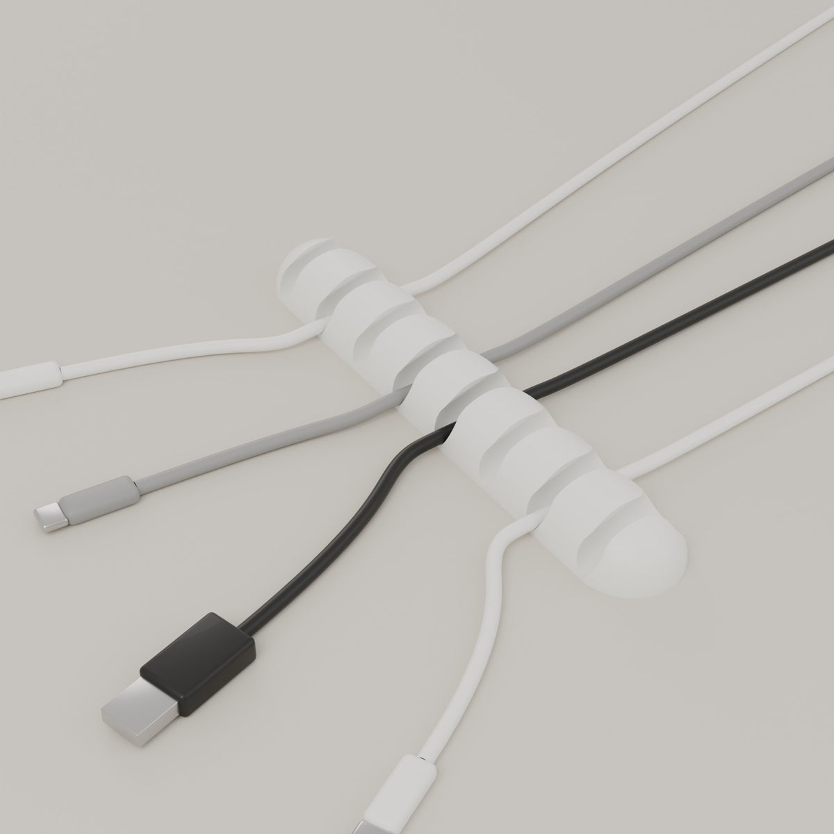 White 170 mm cable organiser with cables
