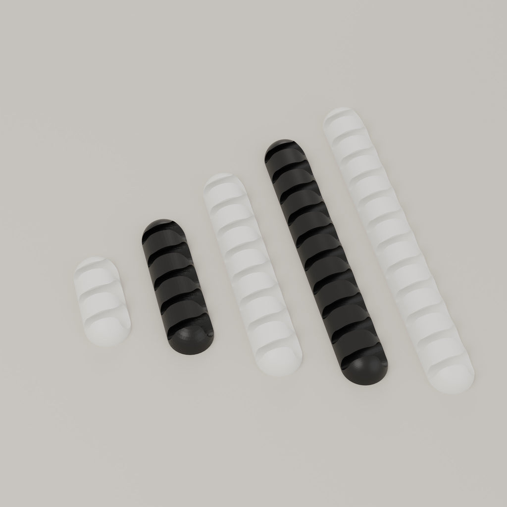 Cable organiser in all five lengths, 70 mm to 250 mm