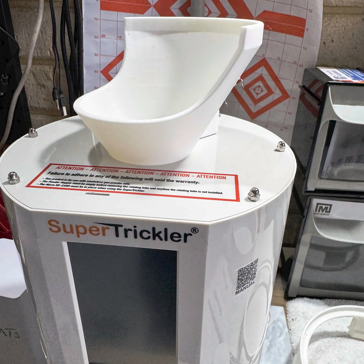 SuperTrickler top funnel, front view