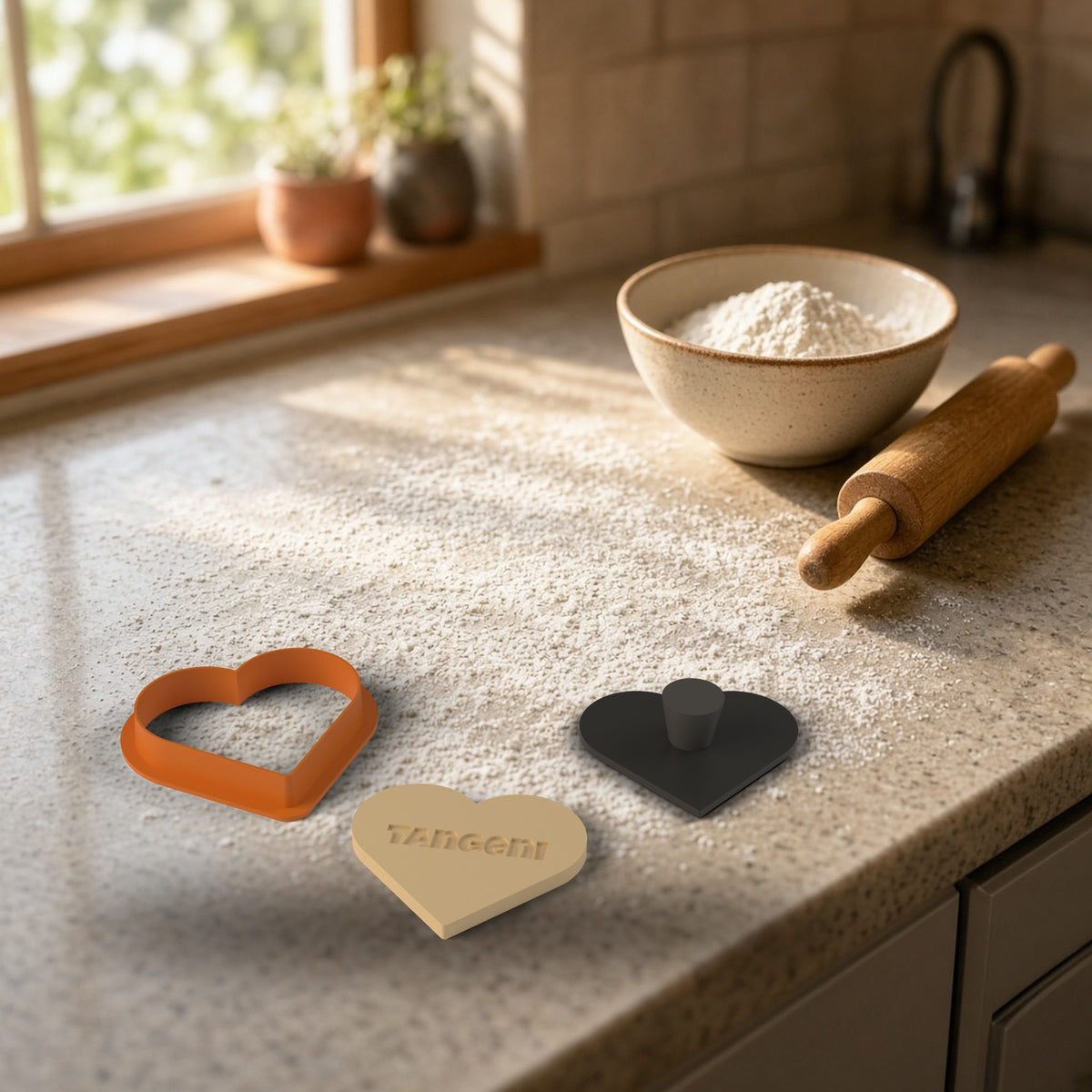 Windhoek 3D custom cookie cutter in a kitchen