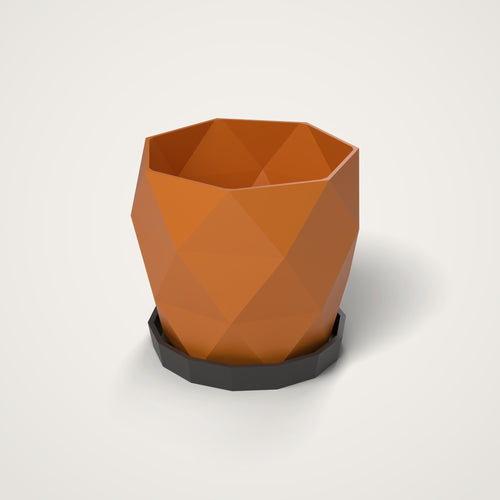 Windhoek 3D faceted succulent planter with drip tray