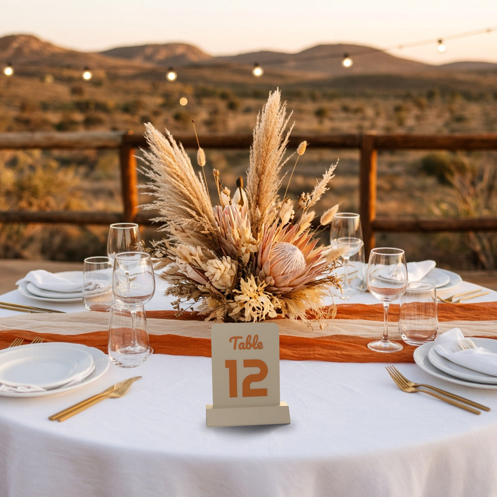 Windhoek 3D table number 12 on a wedding table